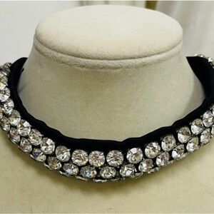 Source Unknown Black and Silver Crystal Necklace